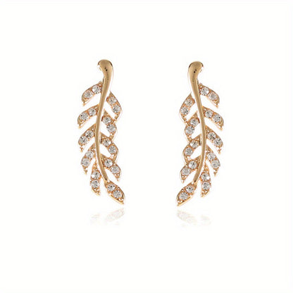 Hensleyra™ Aretes Elegantes de Hoja con Diseño Hueco y Acabado Dorado