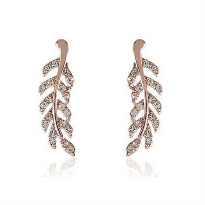 Hensleyra™ Aretes Elegantes de Hoja con Diseño Hueco y Acabado Dorado
