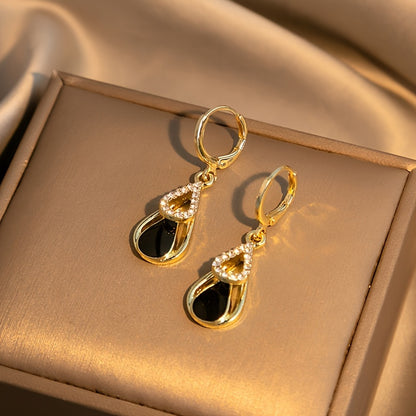 Ralia™ Aretes de Gota Doble con Diseño Calado y Acabado Elegante