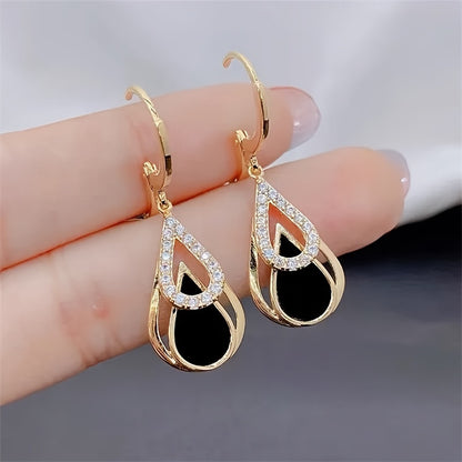 Ralia™ Aretes de Gota Doble con Diseño Calado y Acabado Elegante