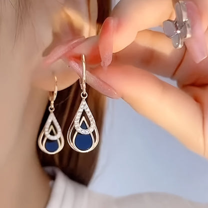 Ralia™ Aretes de Gota Doble con Diseño Calado y Acabado Elegante