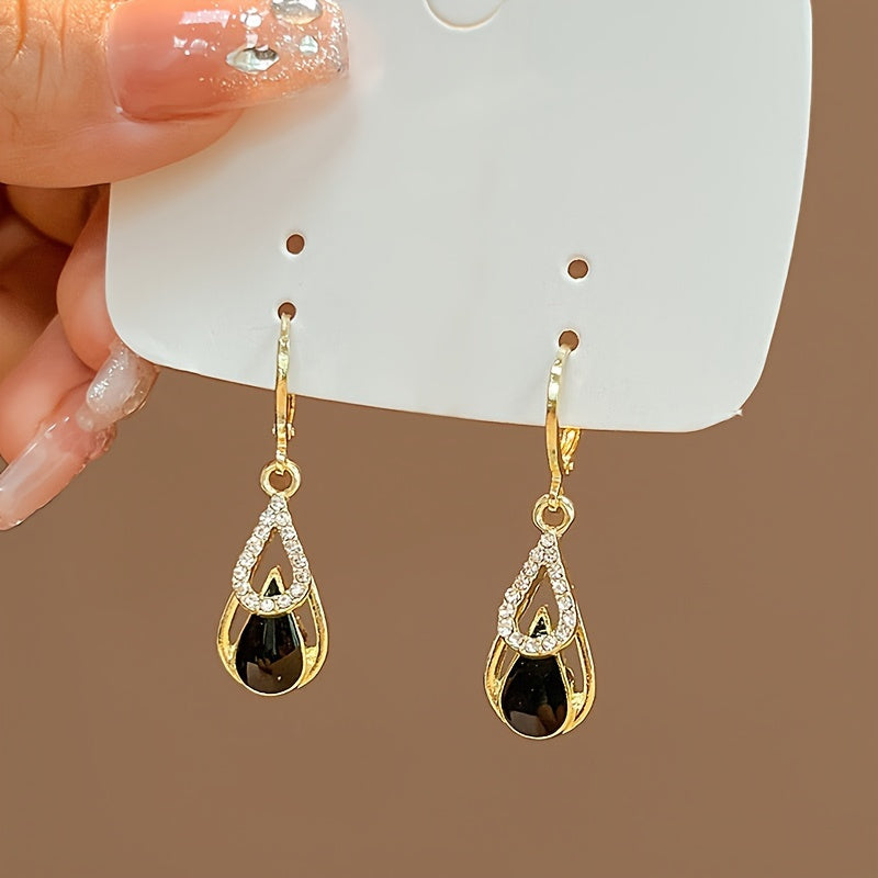 Ralia™ Aretes de Gota Doble con Diseño Calado y Acabado Elegante
