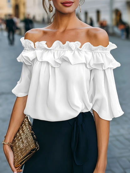 Bruvelle™ Blusa Elegante de Hombros Descubiertos con Manga Corta