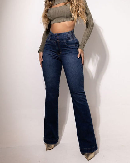 Duvoria™ Jeans Campana Cintura Alta Stretch