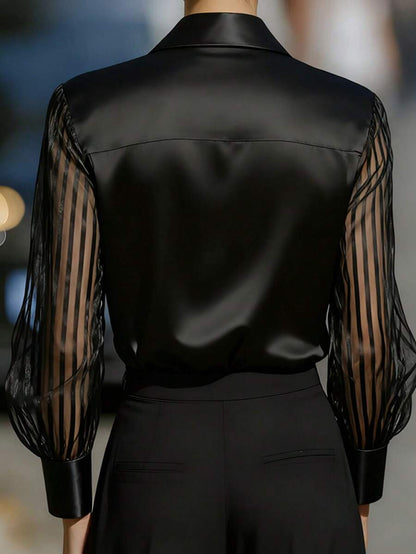 Ellery™ Blusa Elegante con Mangas Transparentes