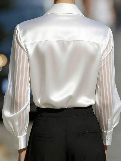 Ellery™ Blusa Elegante con Mangas Transparentes