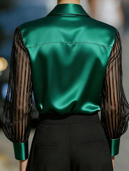 Ellery™ Blusa Elegante con Mangas Transparentes