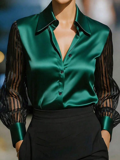 Ellery™ Blusa Elegante con Mangas Transparentes