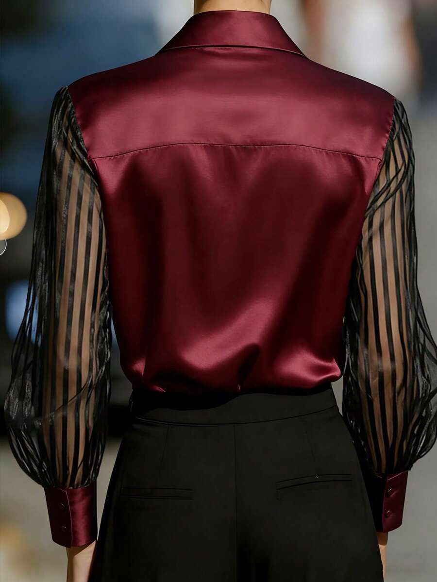 Ellery™ Blusa Elegante con Mangas Transparentes