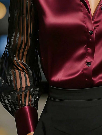 Ellery™ Blusa Elegante con Mangas Transparentes