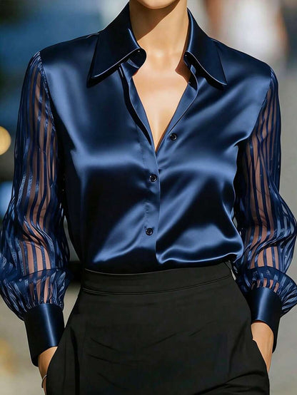 Ellery™ Blusa Elegante con Mangas Transparentes