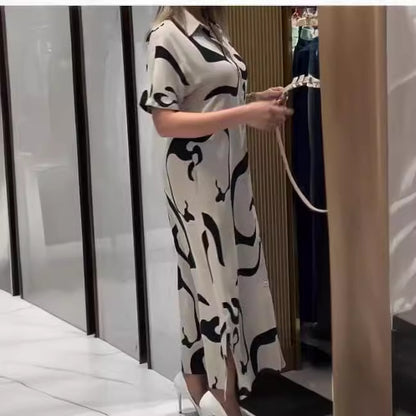 Jolira™ Vestido elegante de cintura ajustada con estampado irregular