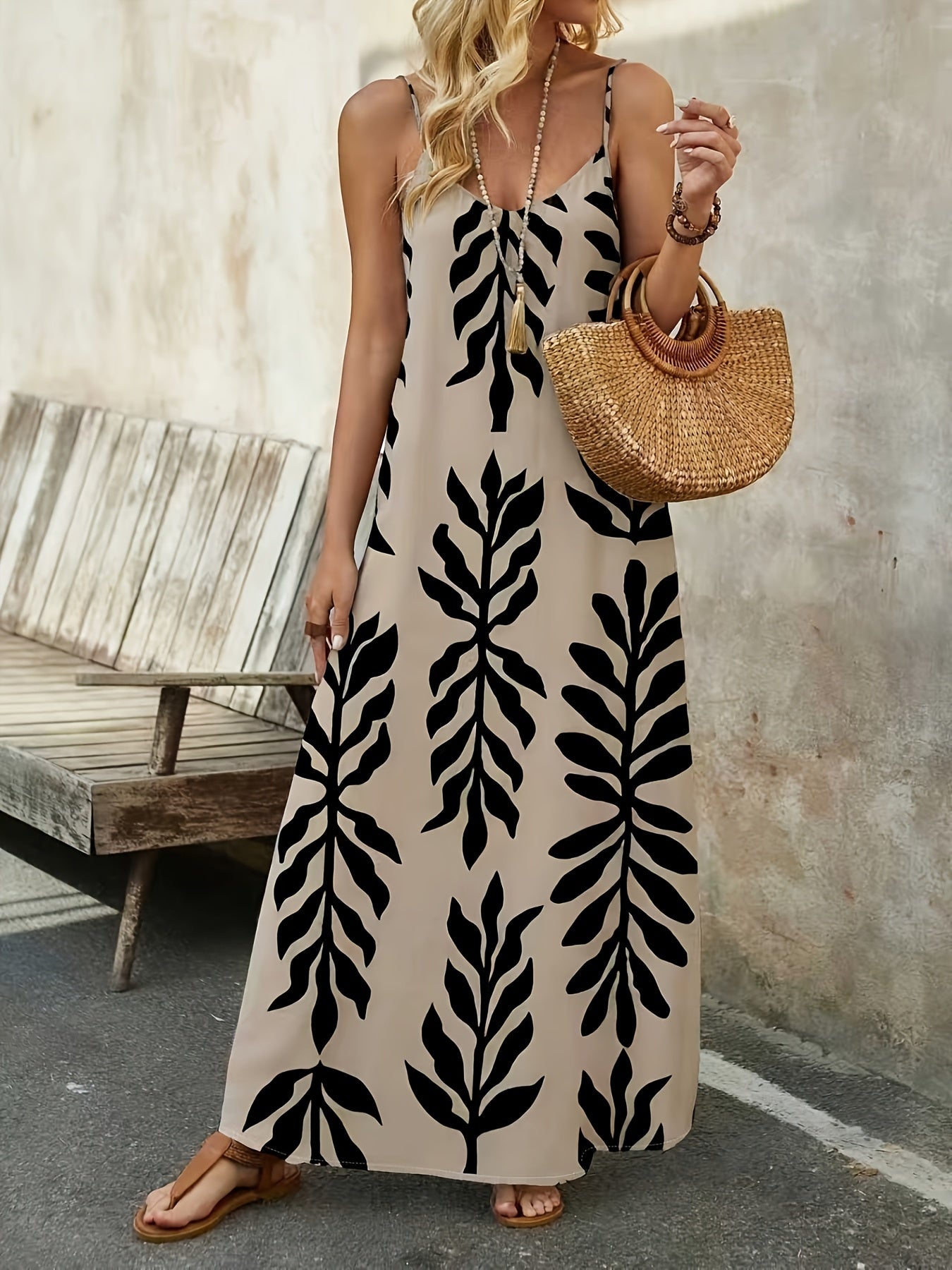 Tessa™ Vestido Largo Sin Mangas Impreso Tropical de Verano