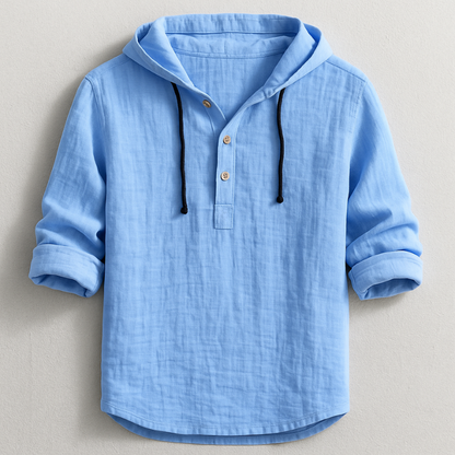 Delvaro™ Camisa masculina de lino con capucha y estilo relajado