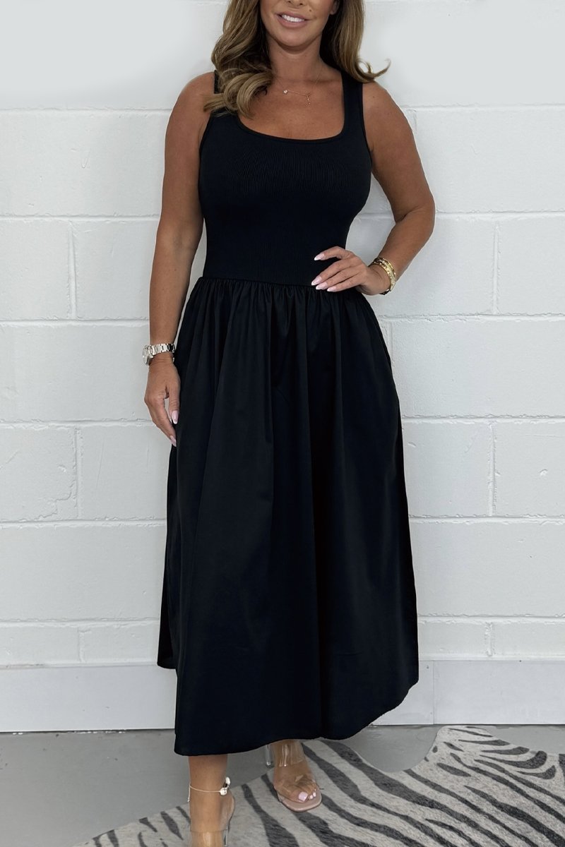 Jorellaia™ Vestido Línea A sin Mangas para Mujer con Escote Cuadrado Elegante