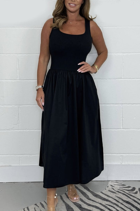 Jorellaia™ Vestido Línea A sin Mangas para Mujer con Escote Cuadrado Elegante