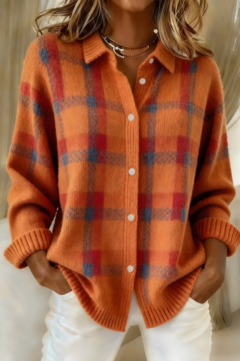 Noréa™ Cardigan Punto Cuadros Luz Tenue