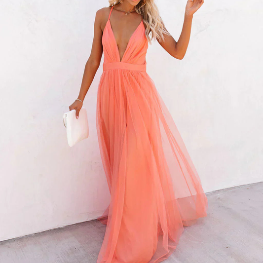 Jessamine™ Vestido Maxi Luz Coral