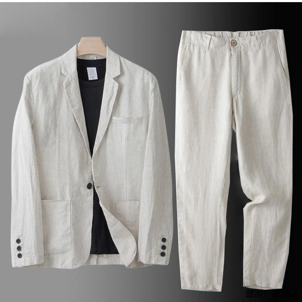 Montiero™ Conjunto de lino cómodo y transpirable para hombre