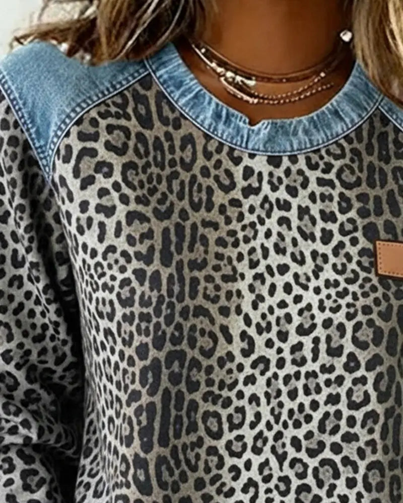 Virezza™ Suéter Mezclilla Parche Leopardo