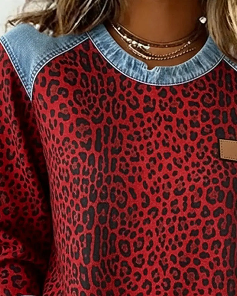 Virezza™ Suéter Mezclilla Parche Leopardo