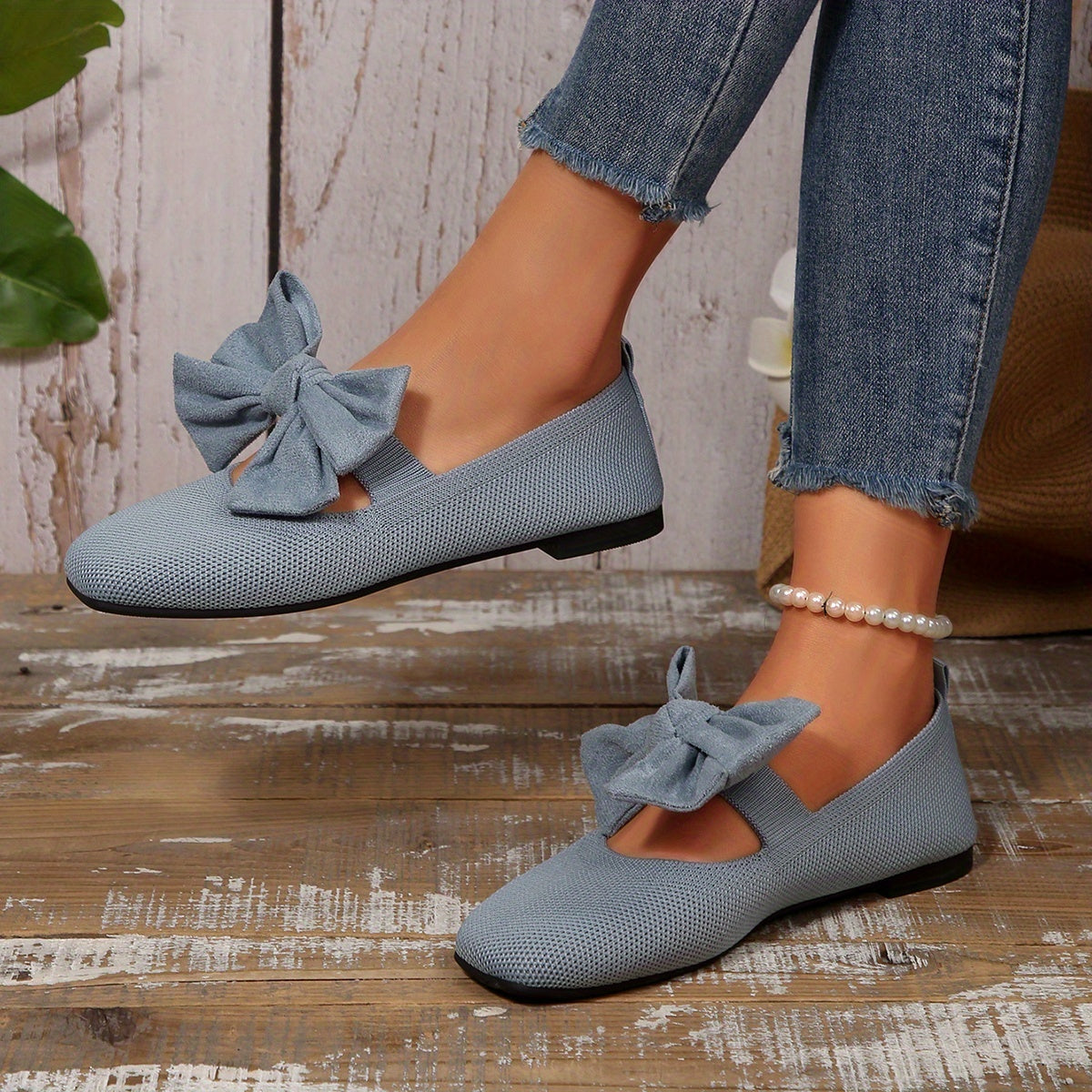 Neria™ Zapatos Planos Transpirables para Mujer con Moño Decorativo