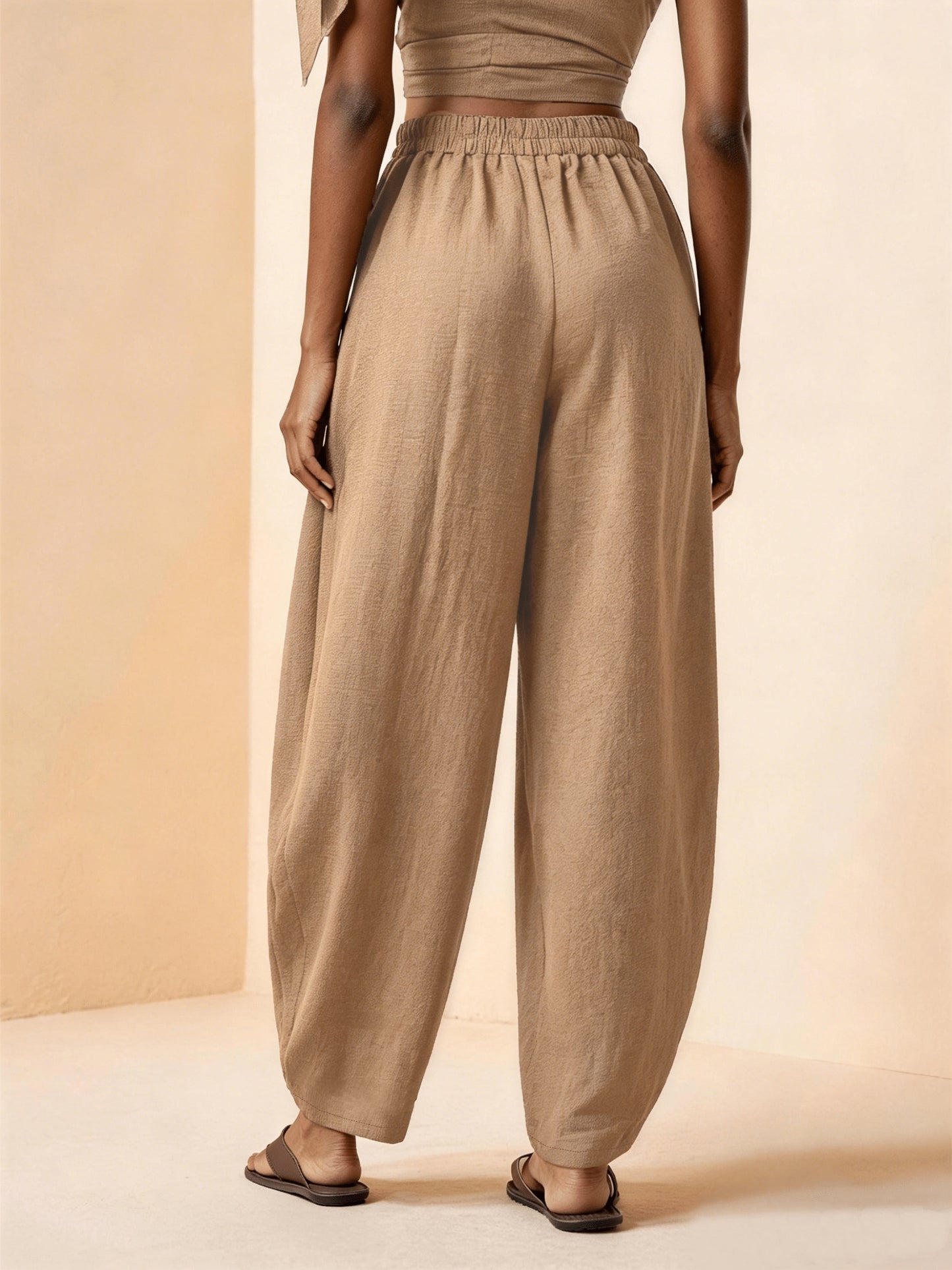 Droveaux™ Pantalón Recto Elegante con Cintura Elástica y Pliegues