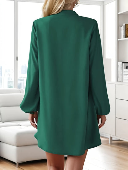 Faria™ Vestido Elegante de Manga Larga con Escote en V