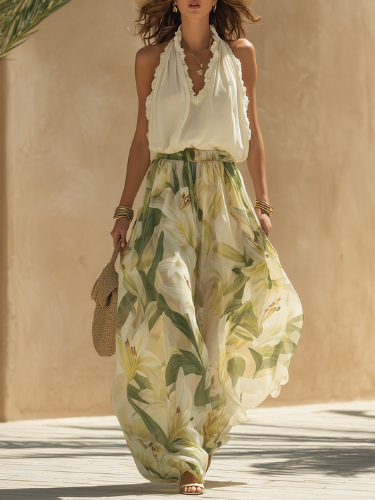 Maren™ Conjunto Fluido Estampado Lirio Elegante