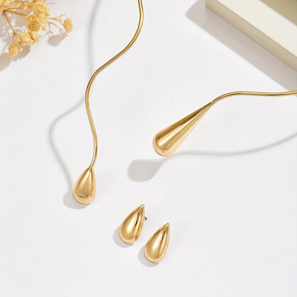 Taliah™ Set Elegante de Collar y Aretes con Diseño de Gota Asimétrica
