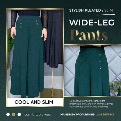 Nell™ Pantalones plisados elegantes con piernas anchas