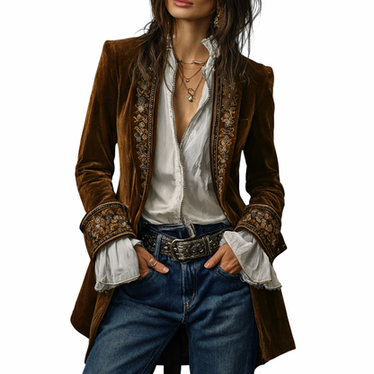 Sable & Oro™ Blazer Bordado de Lujo