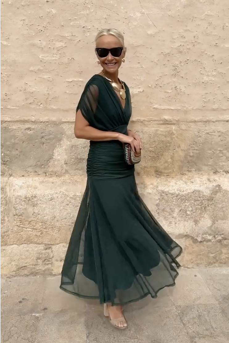 Novarente™ Vestido Maxi Elegante con Escote en V para Ocasiones Especiales