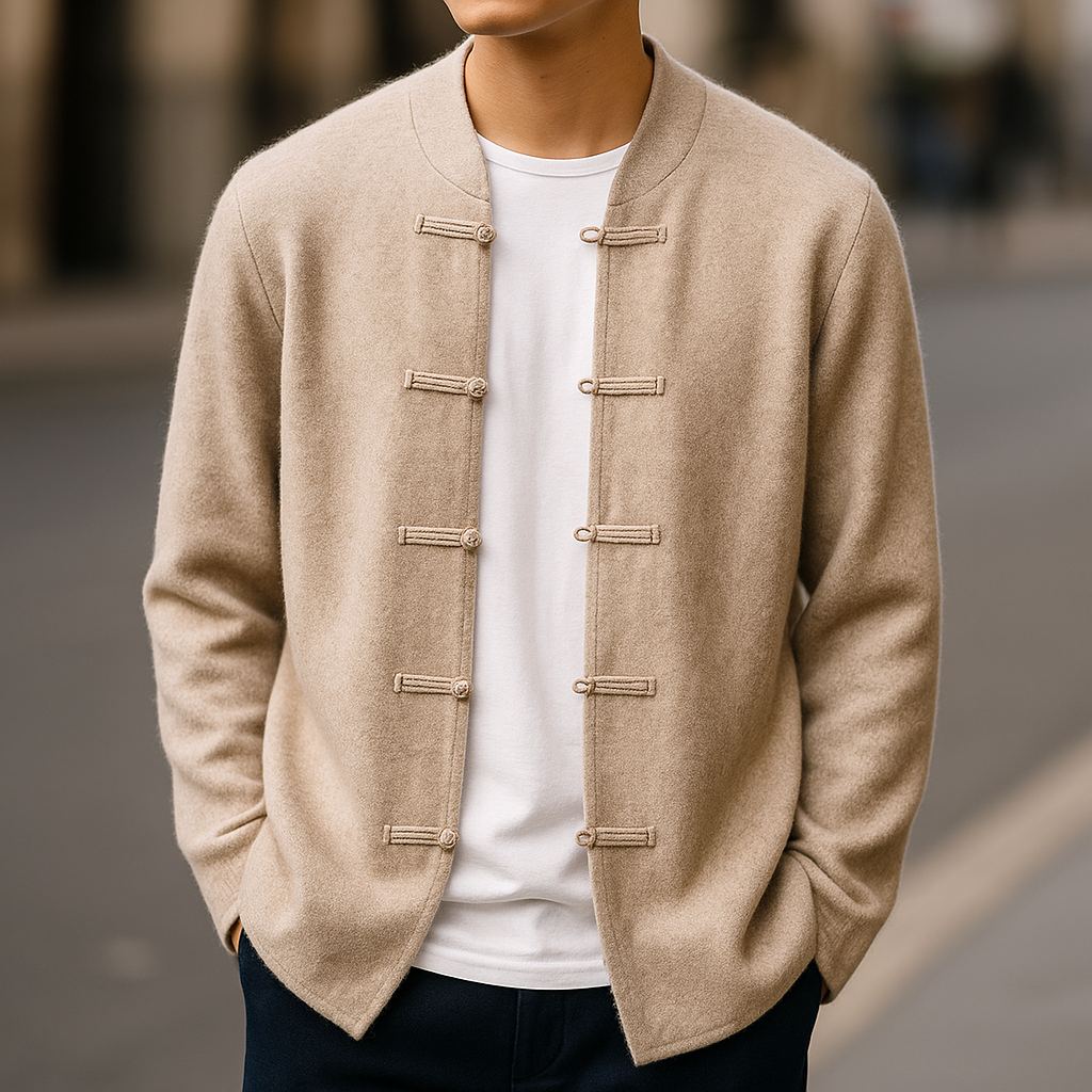 Torvian™ Cárdigan masculino de cashmere con diseño clásico