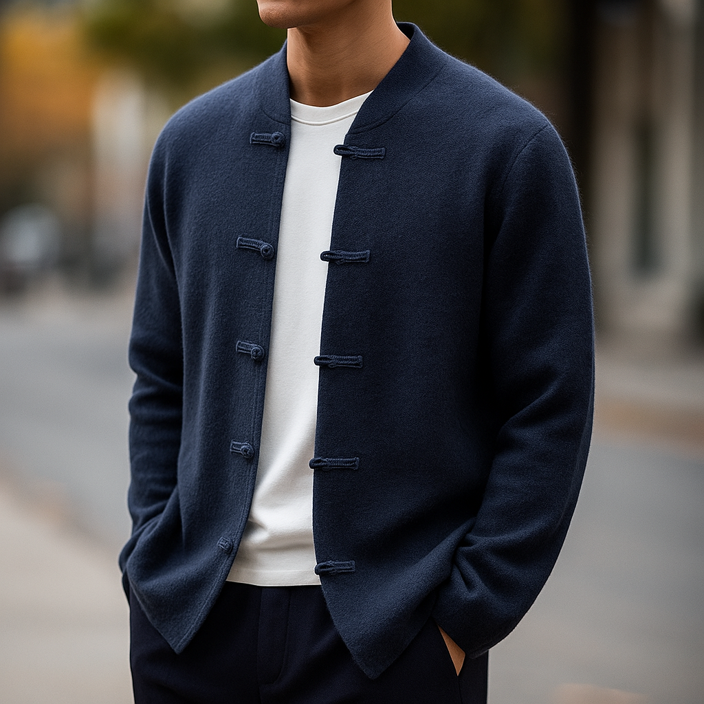 Torvian™ Cárdigan masculino de cashmere con diseño clásico