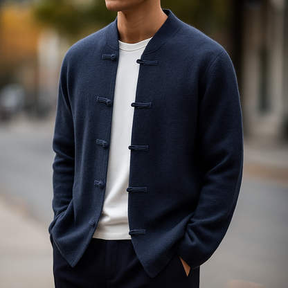 Torvian™ Cárdigan masculino de cashmere con diseño clásico