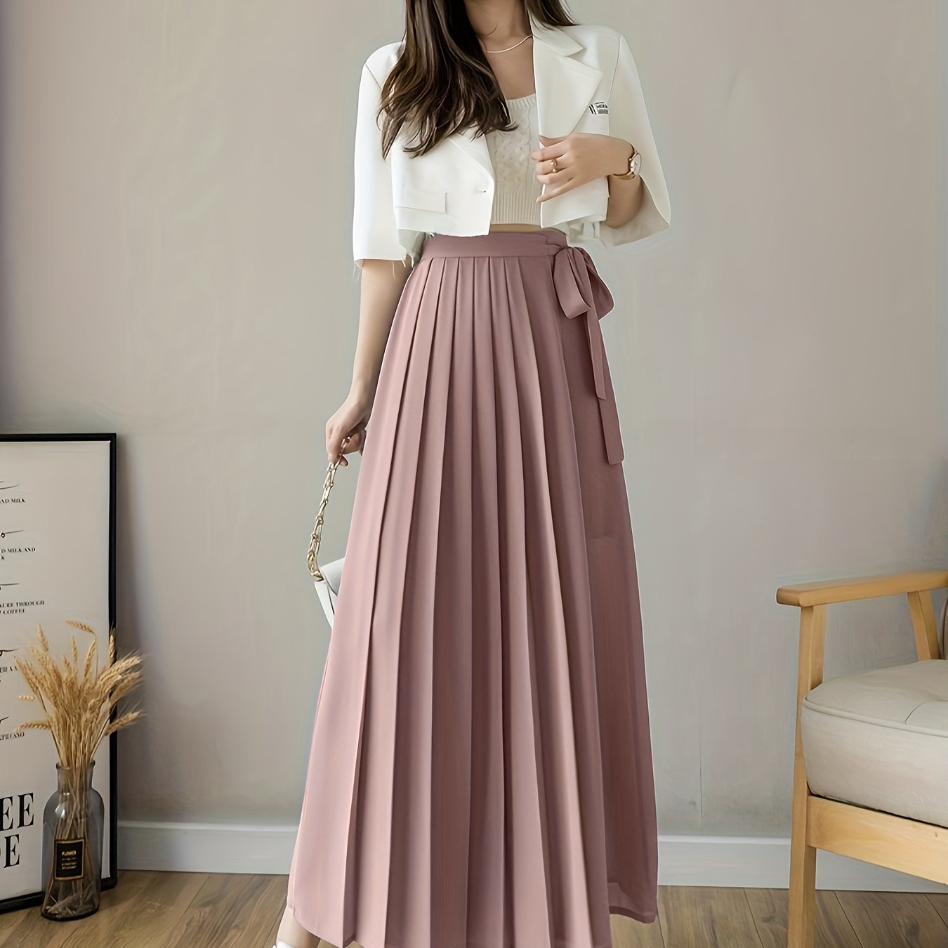 Caexine™ Pantalón de Pierna Ancha con Pliegues y Corte Elegante