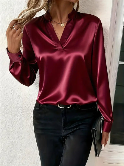Valenora™ Blusa Elegante de Satén con Caída Sofisticada