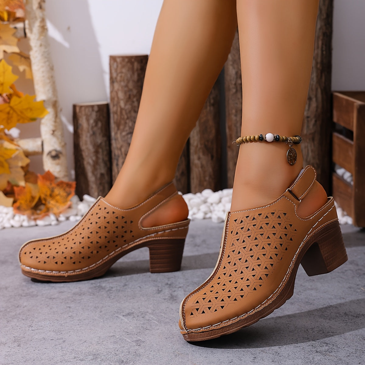 Korae™ Sandalias de Tacón con Correas Ajustables y Diseño Calado