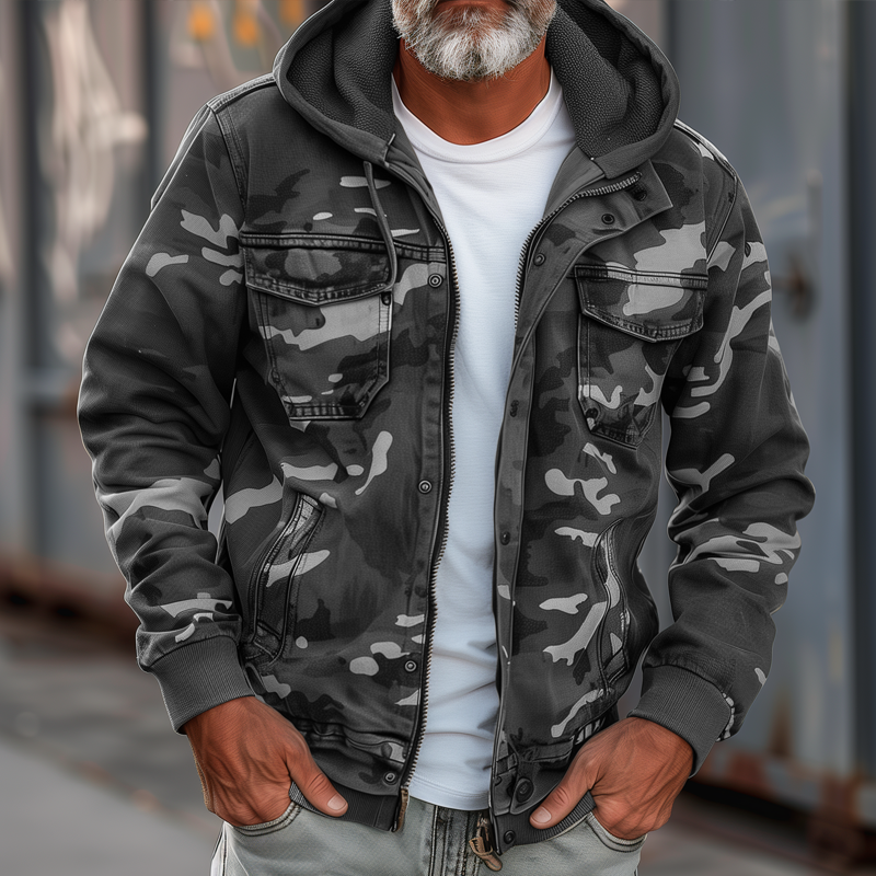 Cavonni™ Chamarra Cargo Camuflaje con Capucha y Bolsillos Múltiples