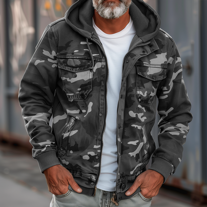 Cavonni™ Chamarra Cargo Camuflaje con Capucha y Bolsillos Múltiples