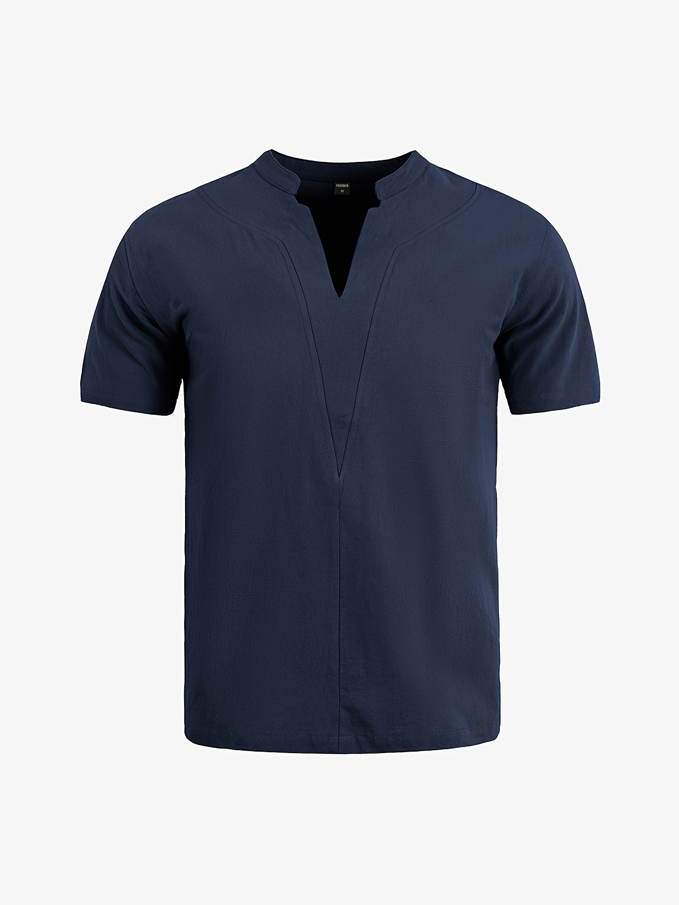 Grexric™ Camisa de Lino para Hombre con Cuello Mao y Corte Relajado