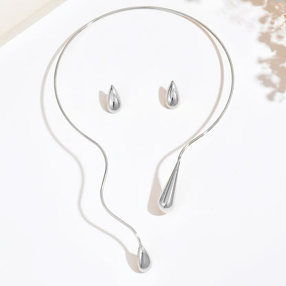 Taliah™ Set Elegante de Collar y Aretes con Diseño de Gota Asimétrica