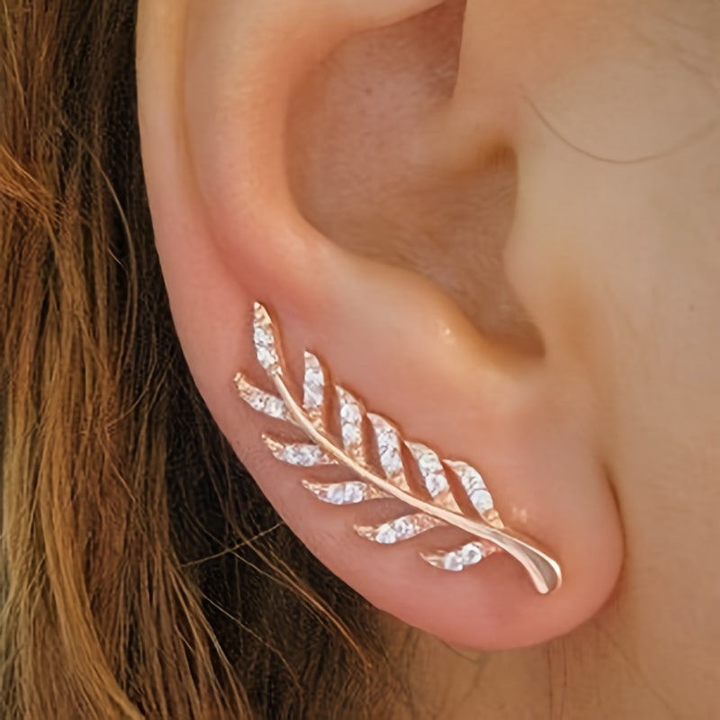Hensleyra™ Aretes Elegantes de Hoja con Diseño Hueco y Acabado Dorado