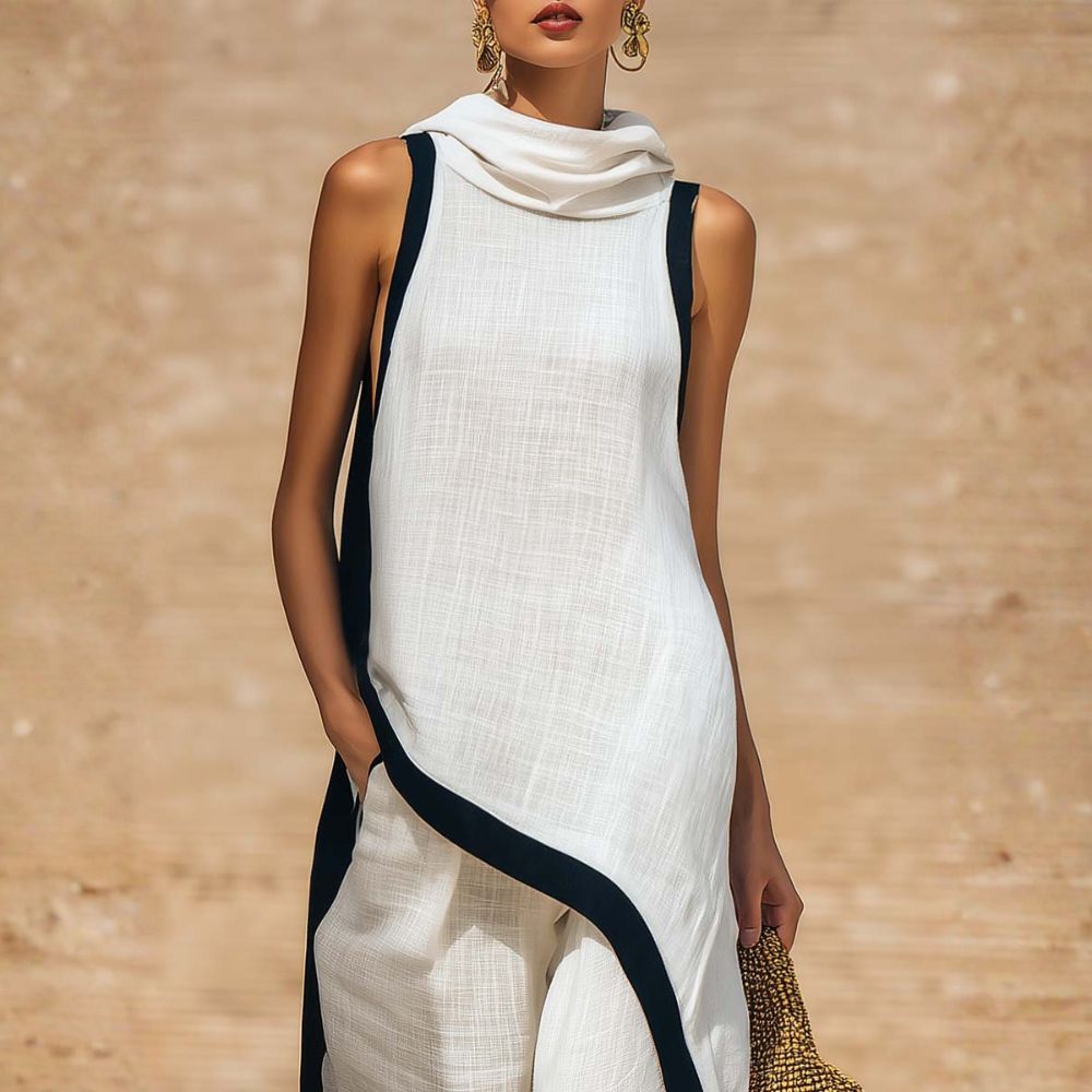 Cressa™ Conjunto Elegante de Lino con Blusa y Pantalón de Corte Relajado