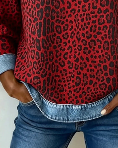 Virezza™ Suéter Mezclilla Parche Leopardo