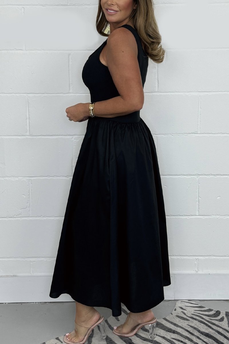Jorellaia™ Vestido Línea A sin Mangas para Mujer con Escote Cuadrado Elegante