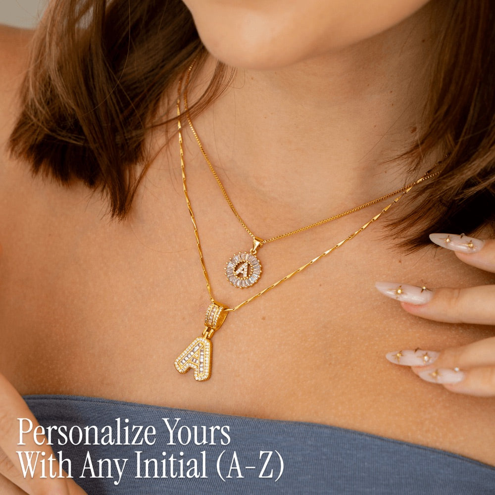 Primrose™ Collares Iniciales de Letra con Diamantes de 14k (2 piezas)