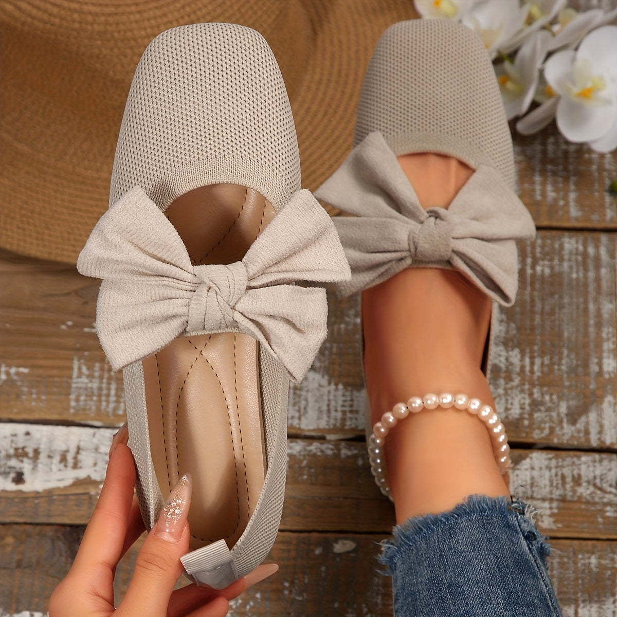 Neria™ Zapatos Planos Transpirables para Mujer con Moño Decorativo
