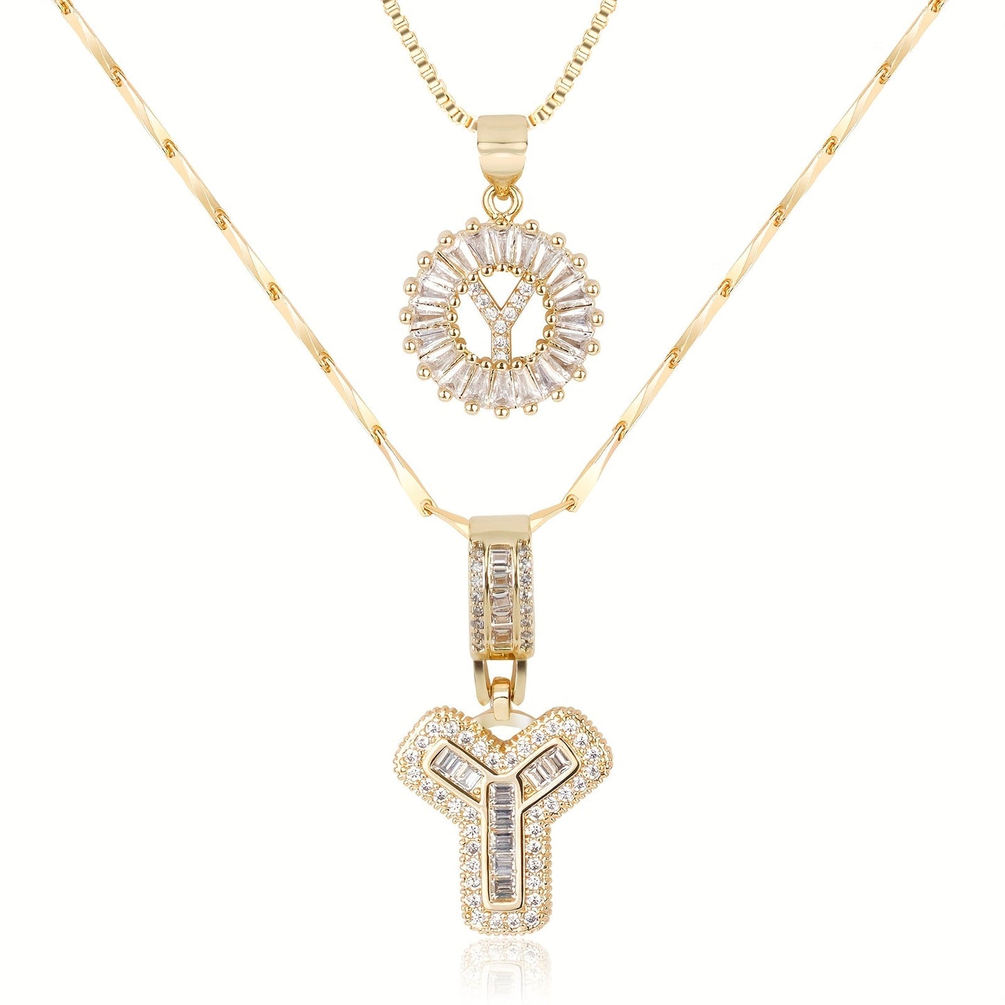 Primrose™ Collares Iniciales de Letra con Diamantes de 14k (2 piezas)